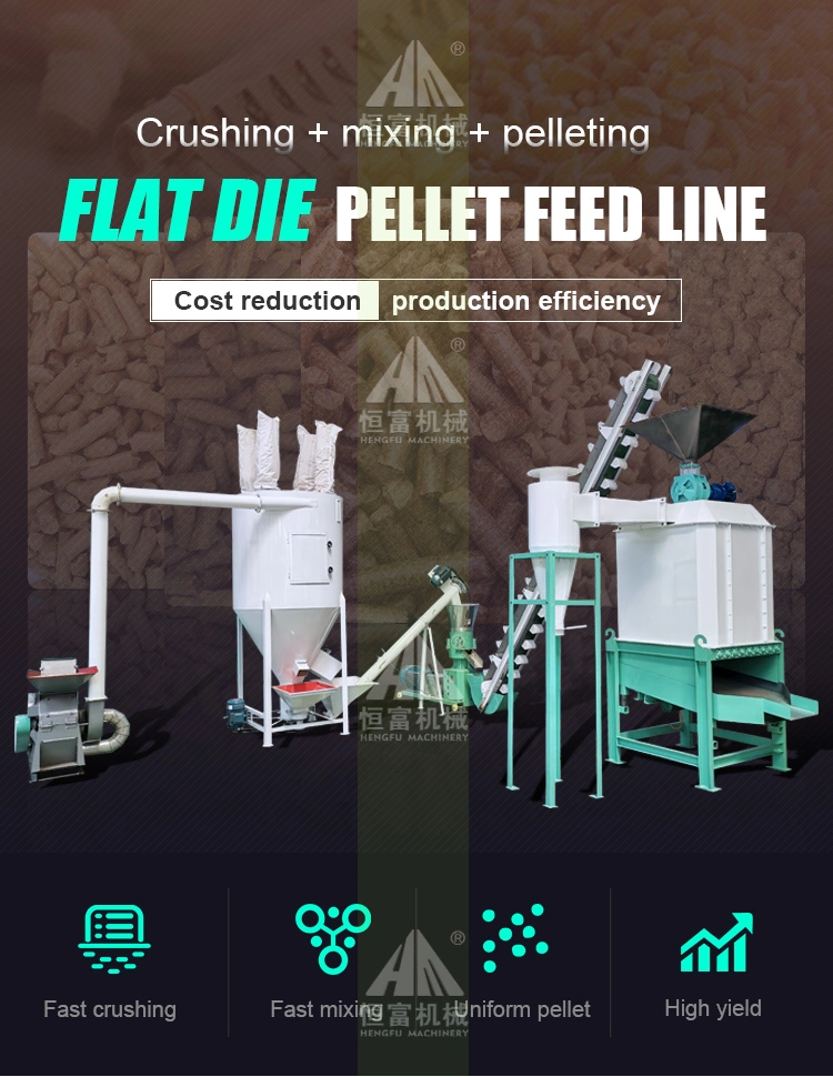 Flat Die Poultry Livestock Animal Feed Pellet Machine Production Line